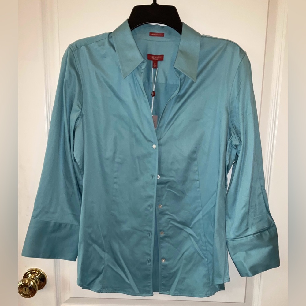 NWT!!—Talbot’s Button-Down Shirt, Sz. 12, Stunning Aqua Color, & Never Worn!!